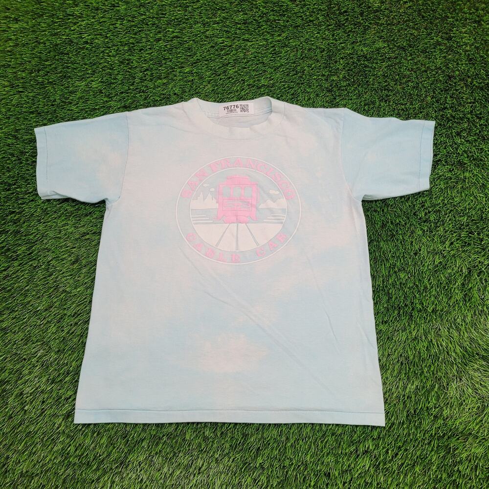 Vintage 80s San-Francisco Shirt Womens Large 20x24 Blue Tram